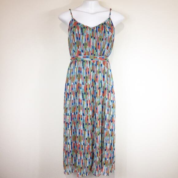 Fossil | Abstract Print Pleated Chiffon Dress Sz S - Picture 2 of 8